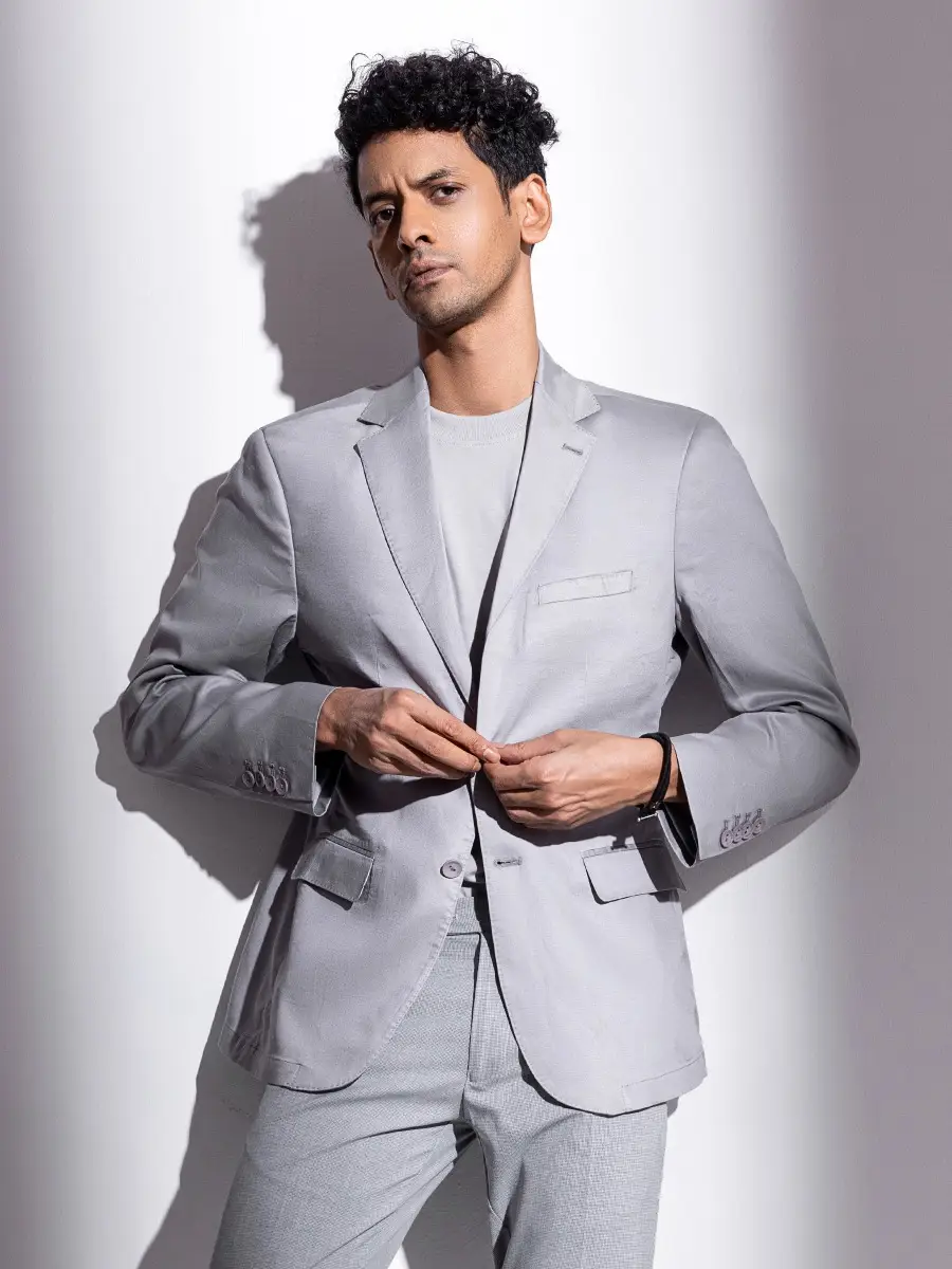 Grey Textured Taaga Man Blazer